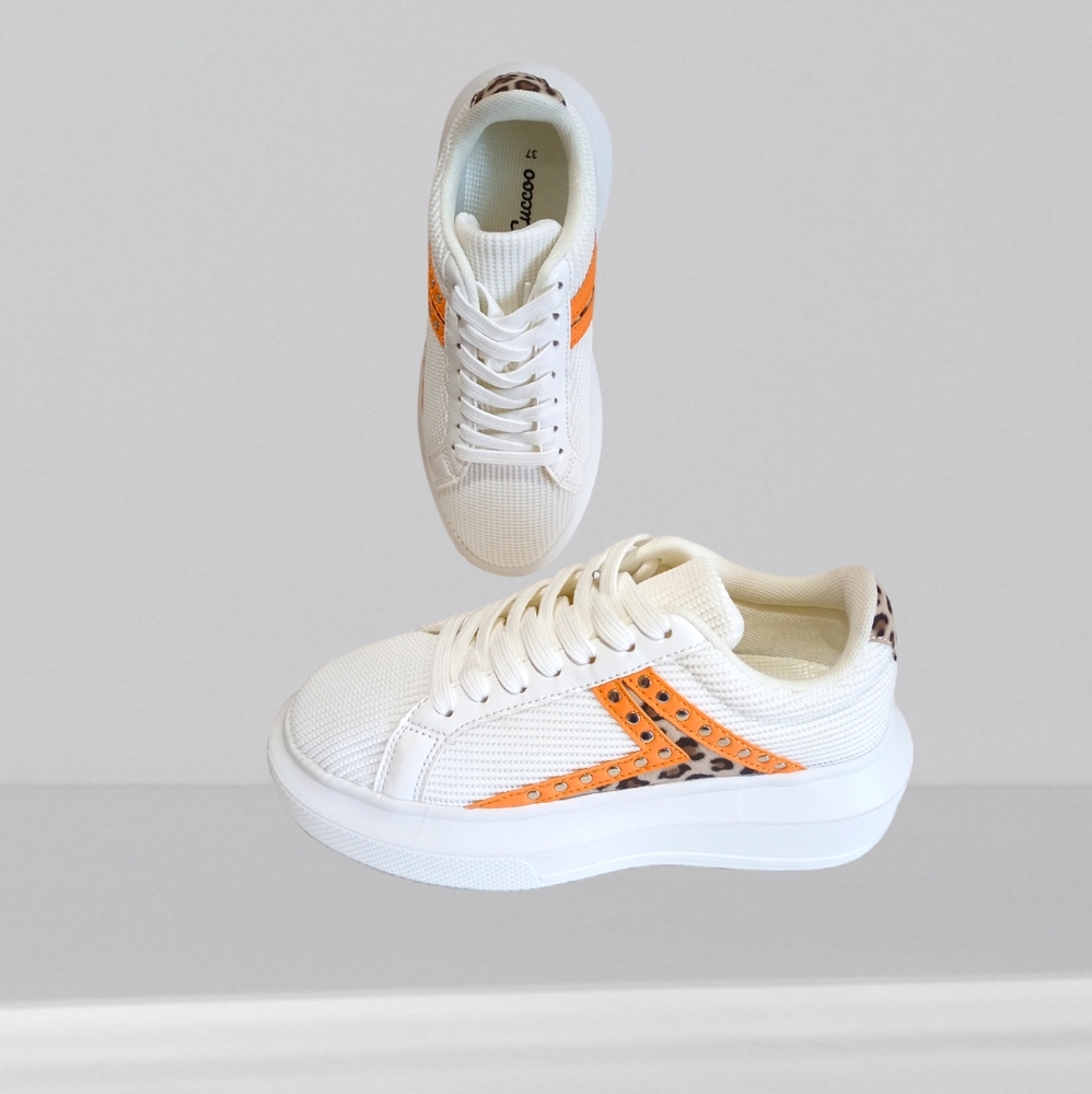 NEW 💐 Cuccoo Leopard Detail Color Block Platform Skate Shoes - Picture 11 of 16